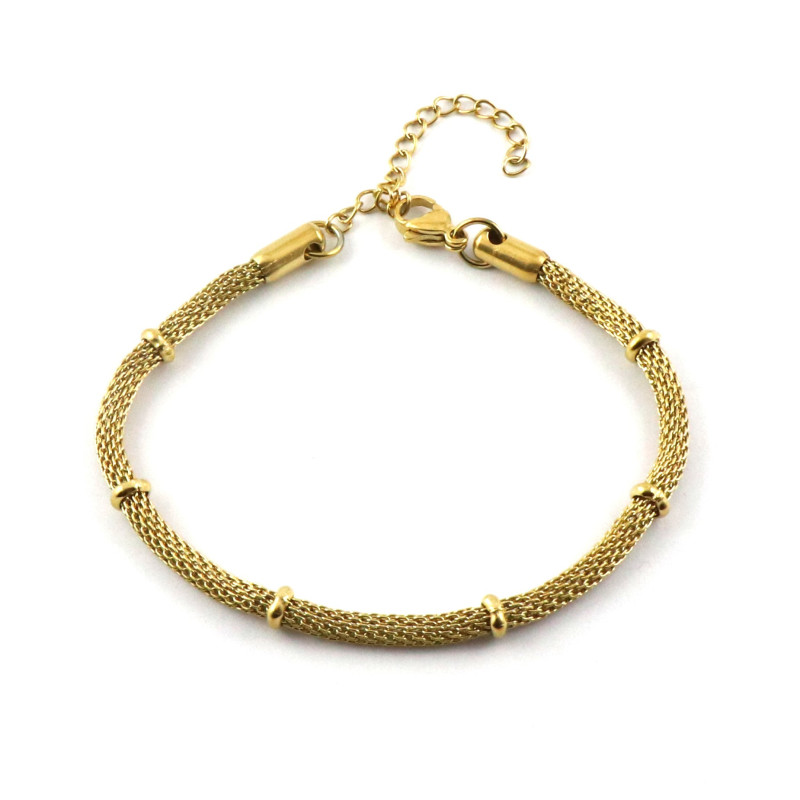 Bracelet maille ronde acier doré