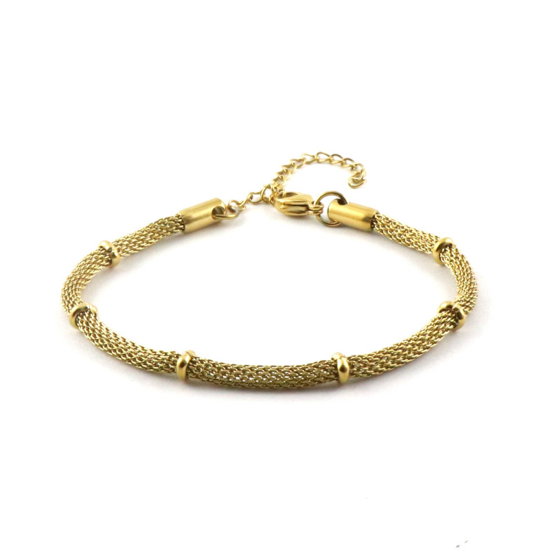 Bracelet maille ronde acier doré