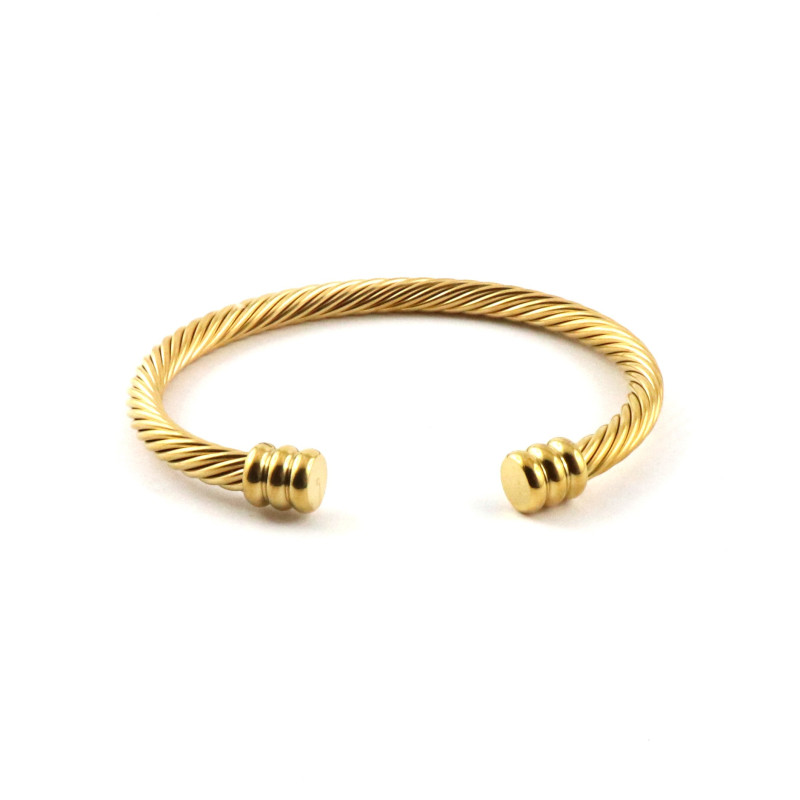 Bracelet jonc acier doré torsadé