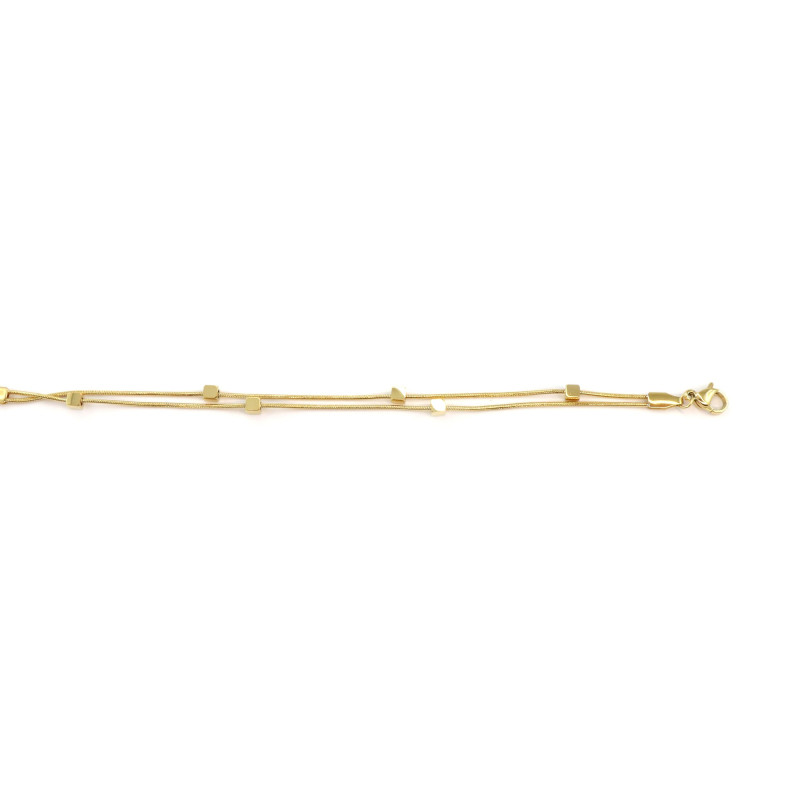 Bracelet double rang cubes acier doré