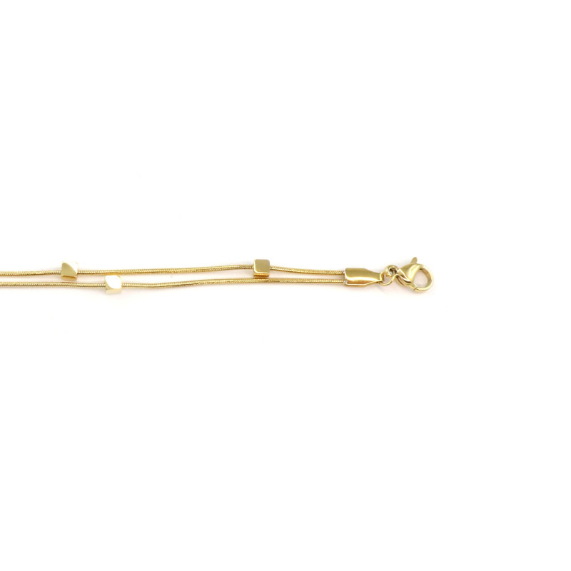 Bracelet double rang cubes acier doré