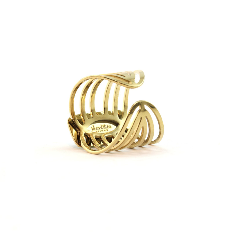 Bague large rectangle pierre blanche