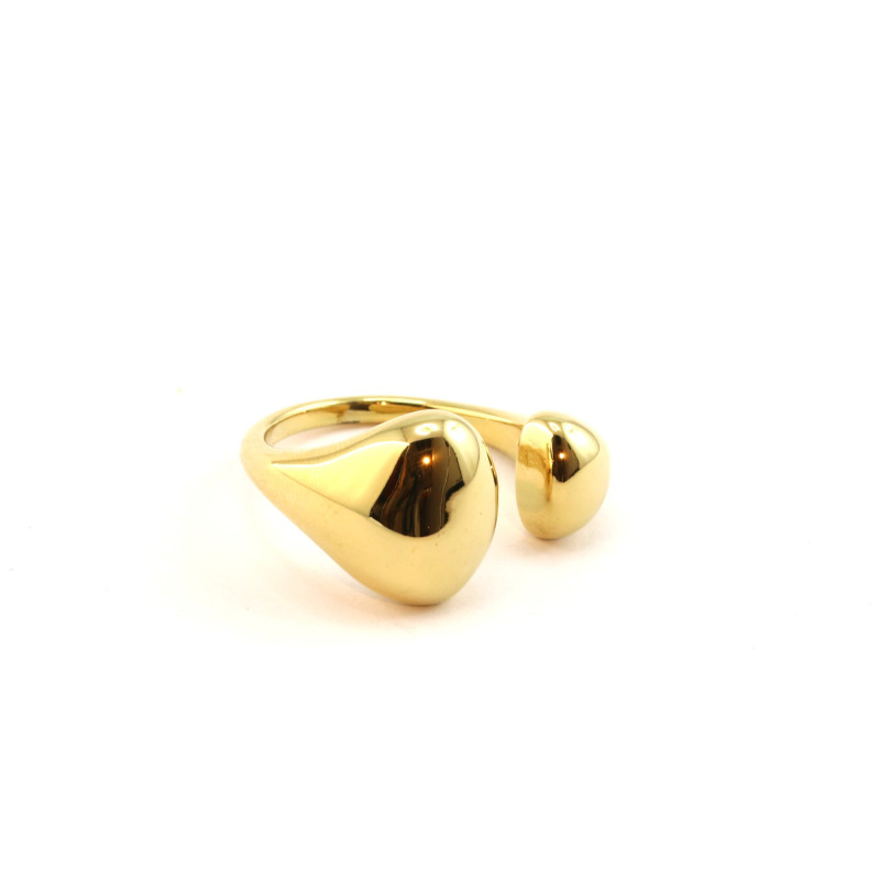 Bague design ouverte acier doré