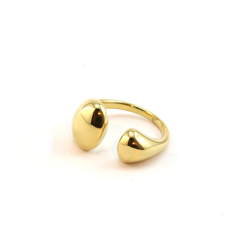 Bague design ouverte acier doré