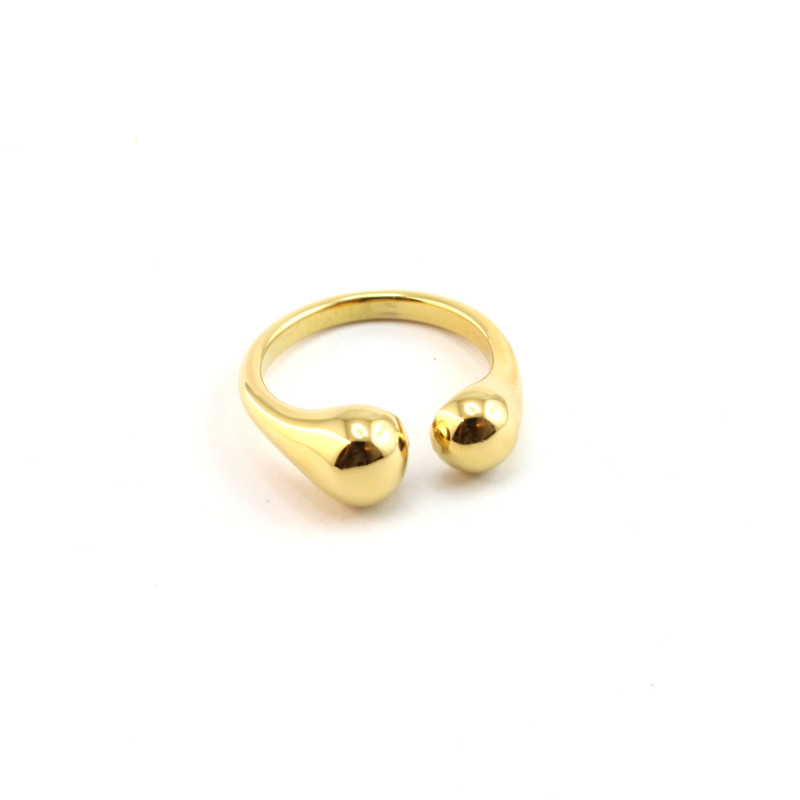 Bague double sphère acier inox doré