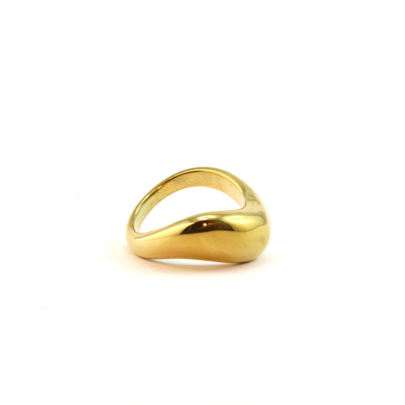Bague vague acier doré