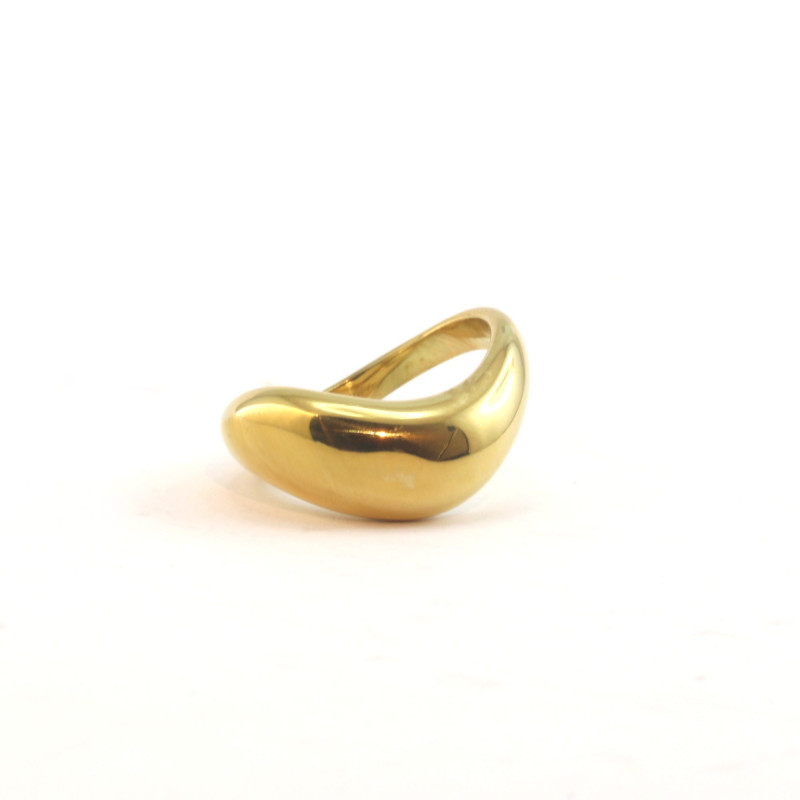 Bague vague acier doré