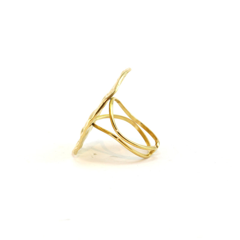Bague ronde 30mm martelée acier doré