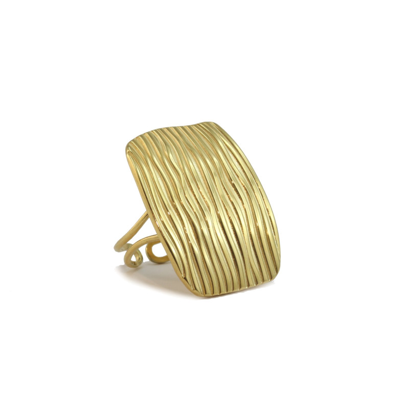 Bague rectangle 30mm acier doré