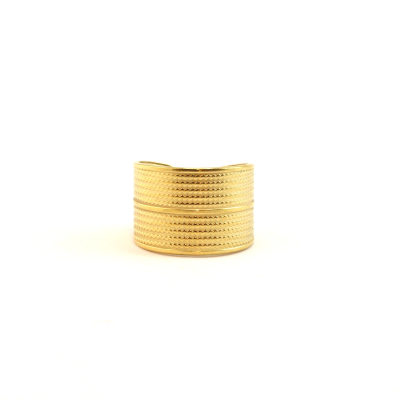 Bague large ethnique 14mm acier doré