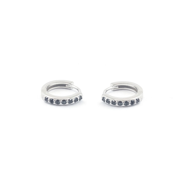 Minis-créoles argent 925 oxydes noirs 10mm