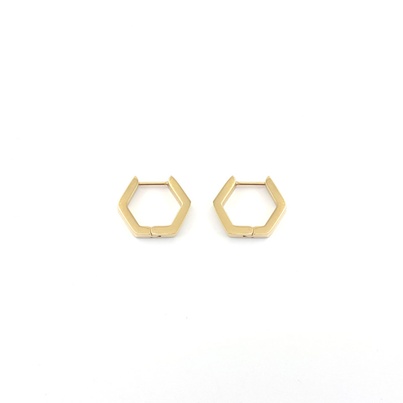 Créoles hexagonales acier doré
