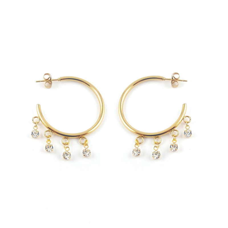 Créoles strass pendants