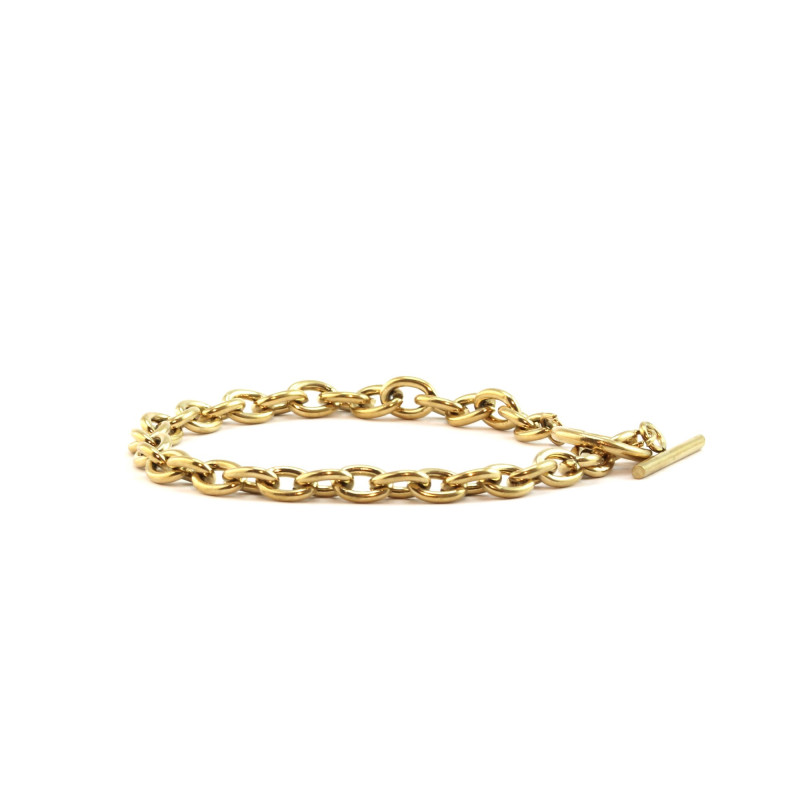 Bracelet acier doré maille forçat attache O,T
