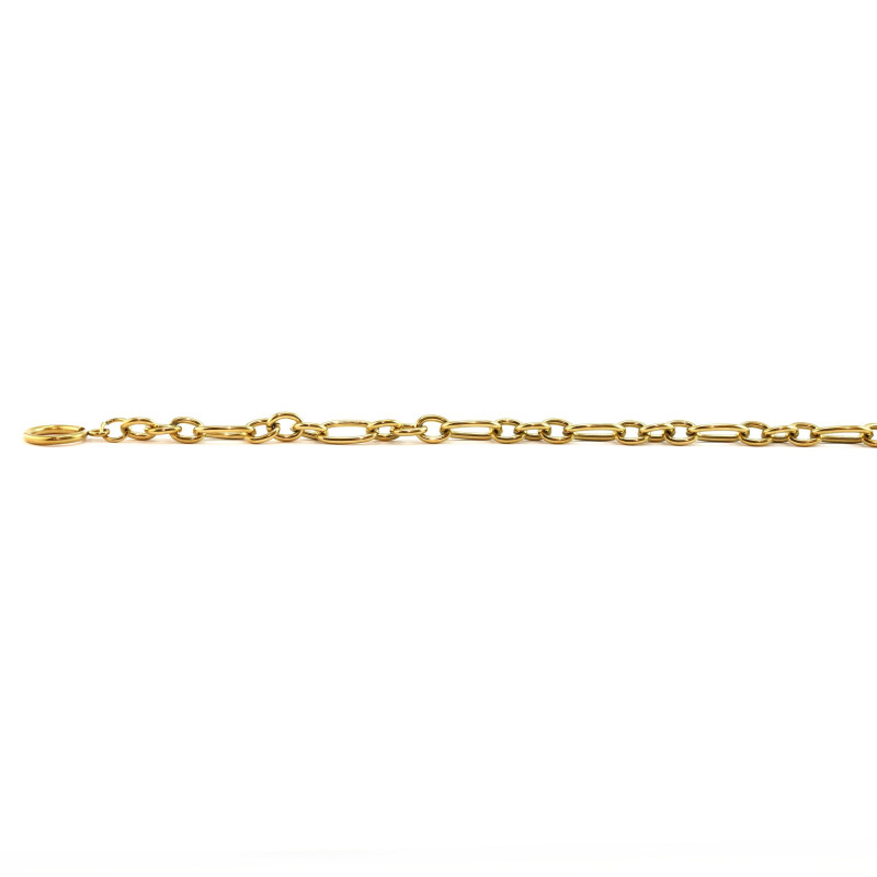 Bracelet maille forçat alternée acier doré