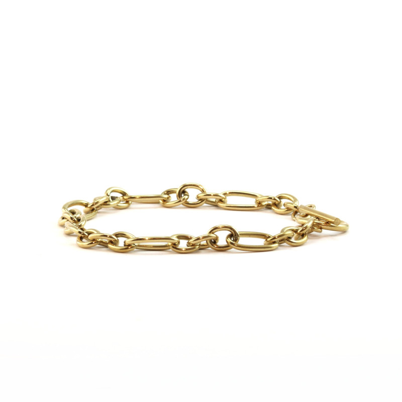Bracelet maille forçat alternée acier doré