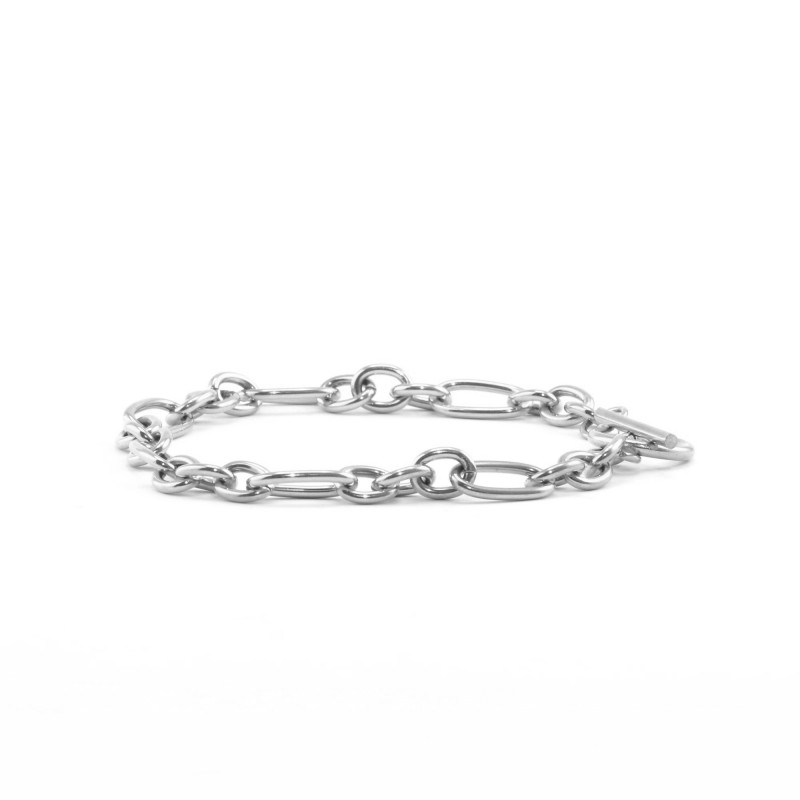 Bracelet maille forçat alternée acier