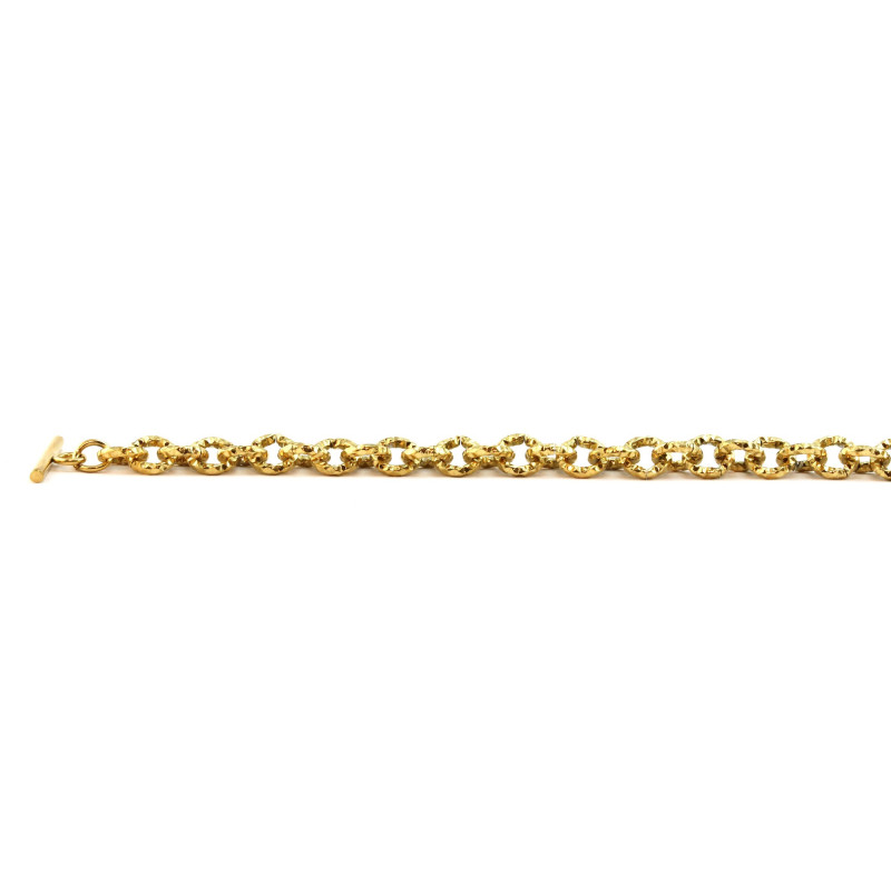 Bracelet maille ronde ciselée acier doré