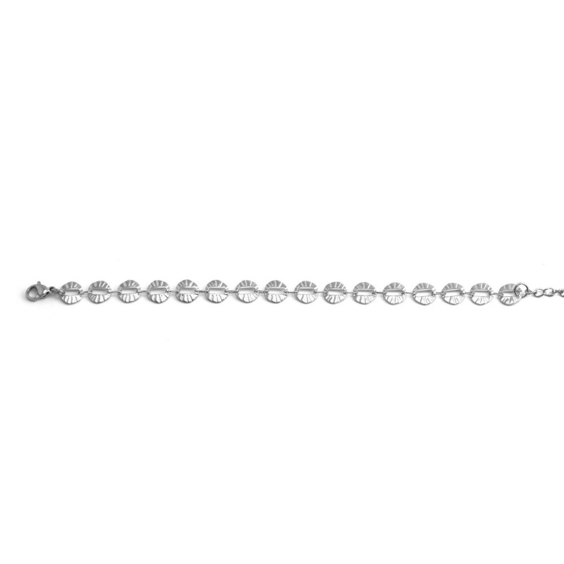 Bracelet maille plate ciselée acier