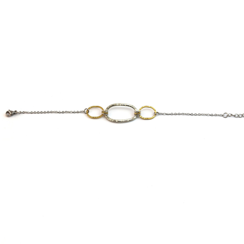 Bracelet trois ovales ciselés étain