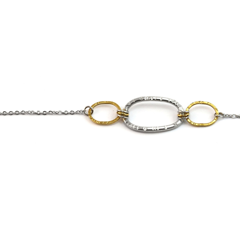 Bracelet trois ovales ciselés étain