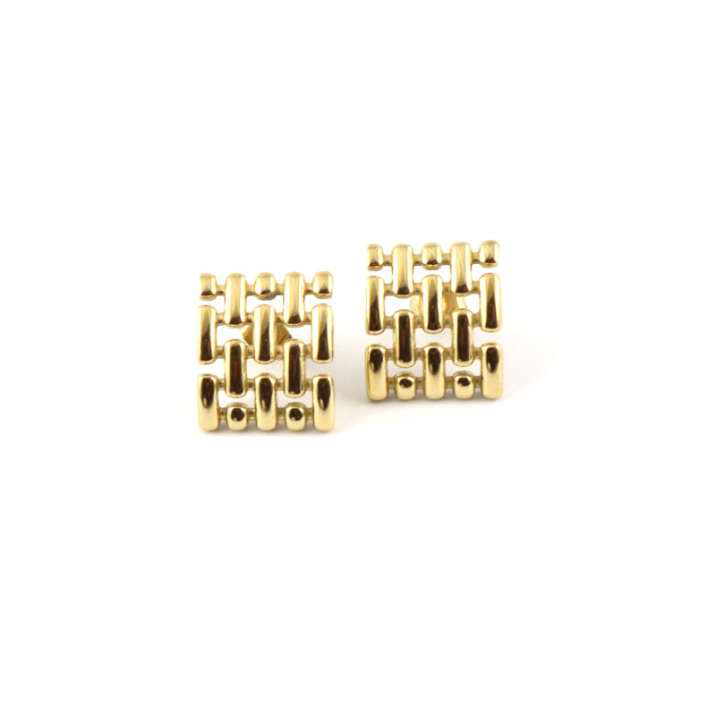 Boucles rectangle design rétro acier doré