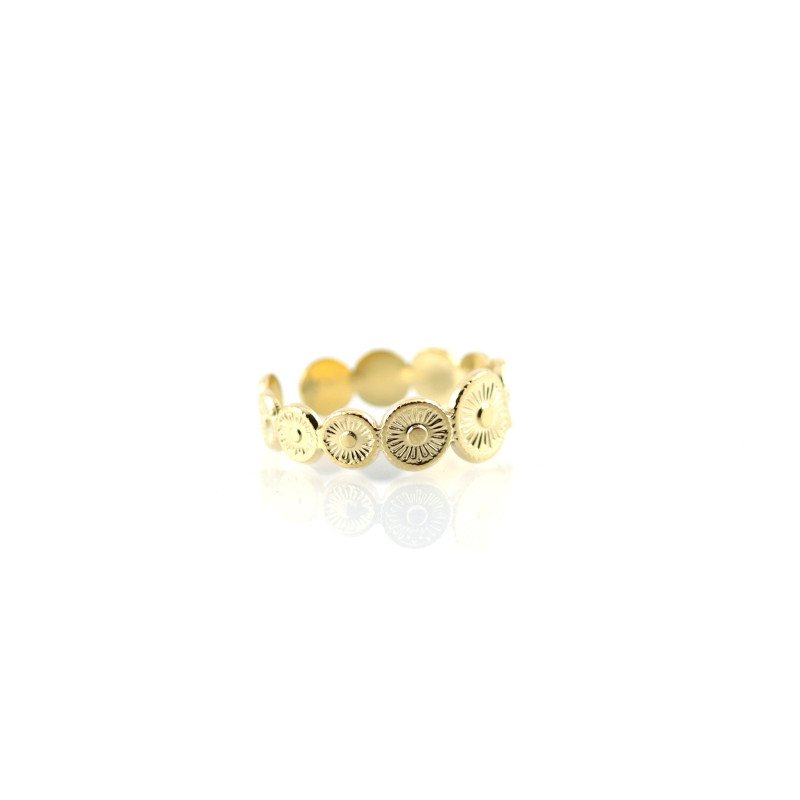 Bague ethnique acier doré