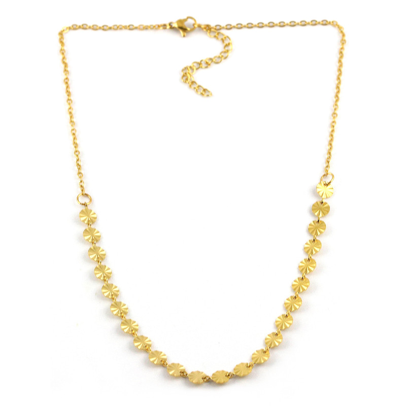 Collier acier doré pastilles solaires