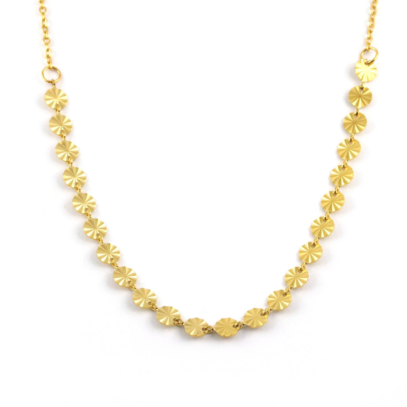 Collier acier doré pastilles solaires