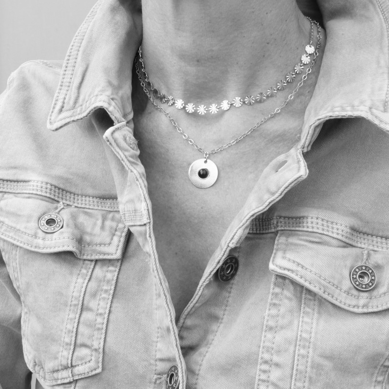 Collier acier pastilles solaires