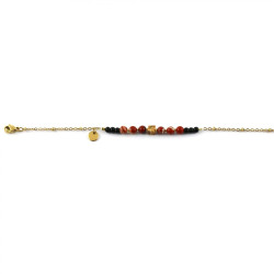Bracelet fin jaspe et cube sur chaîne