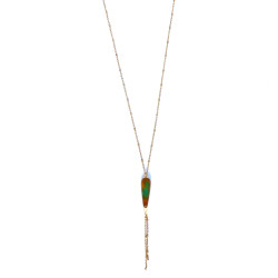 COL pend long goutte agate verte