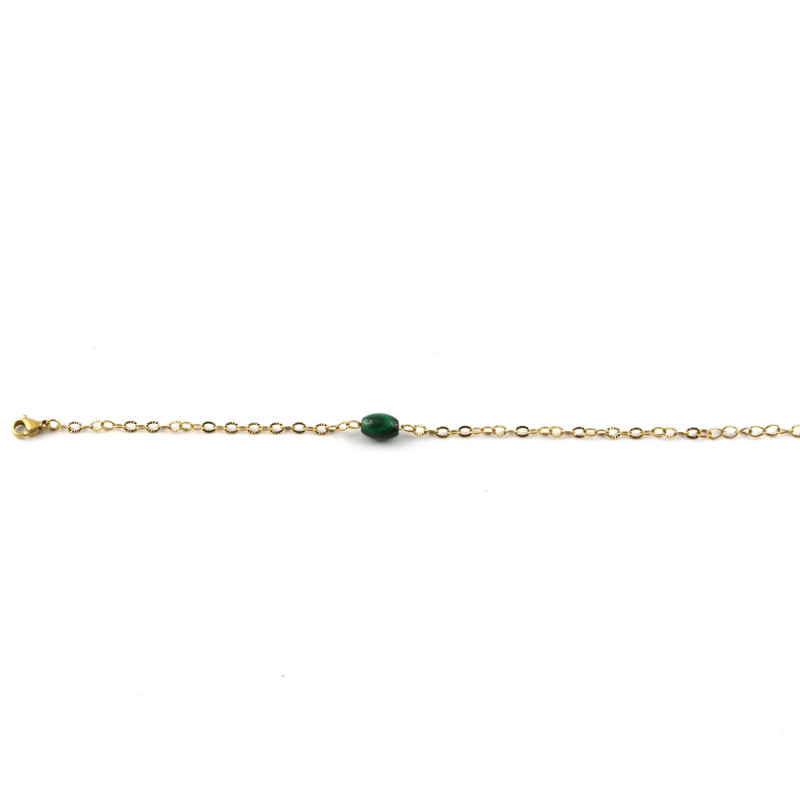 Bracelet chaîne olive malachite