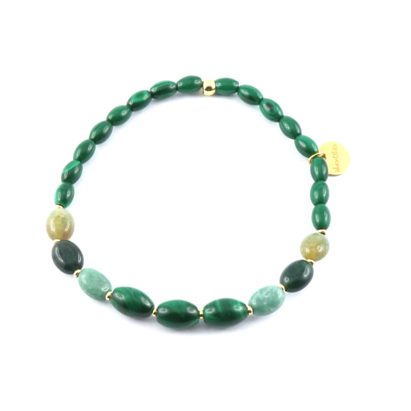 Bracelet élastique vert malachite