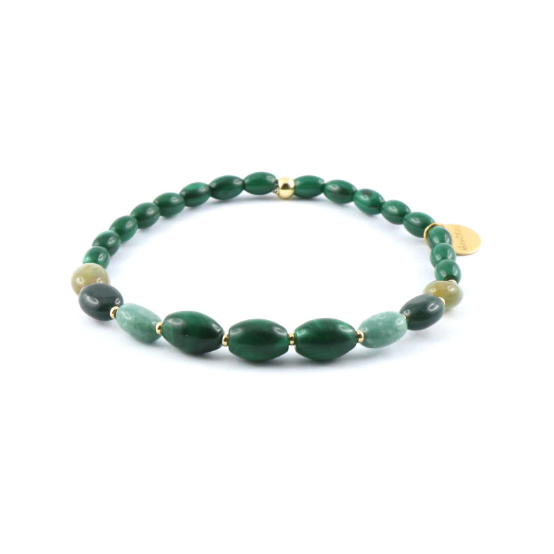 Bracelet élastique vert malachite