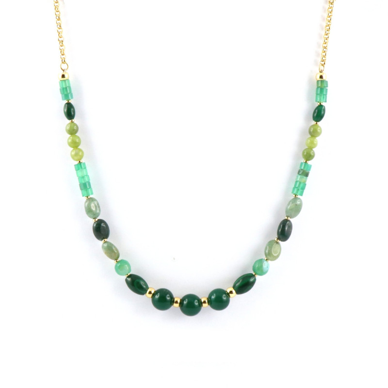 Collier court pierres fines vertes