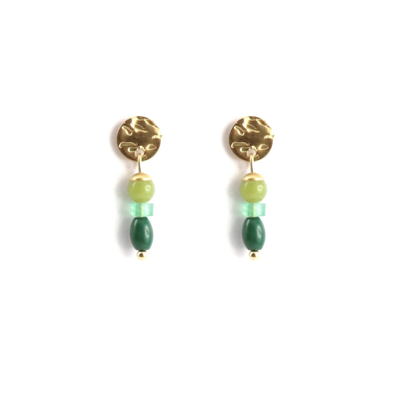 Clous martelées 3 perles vertes