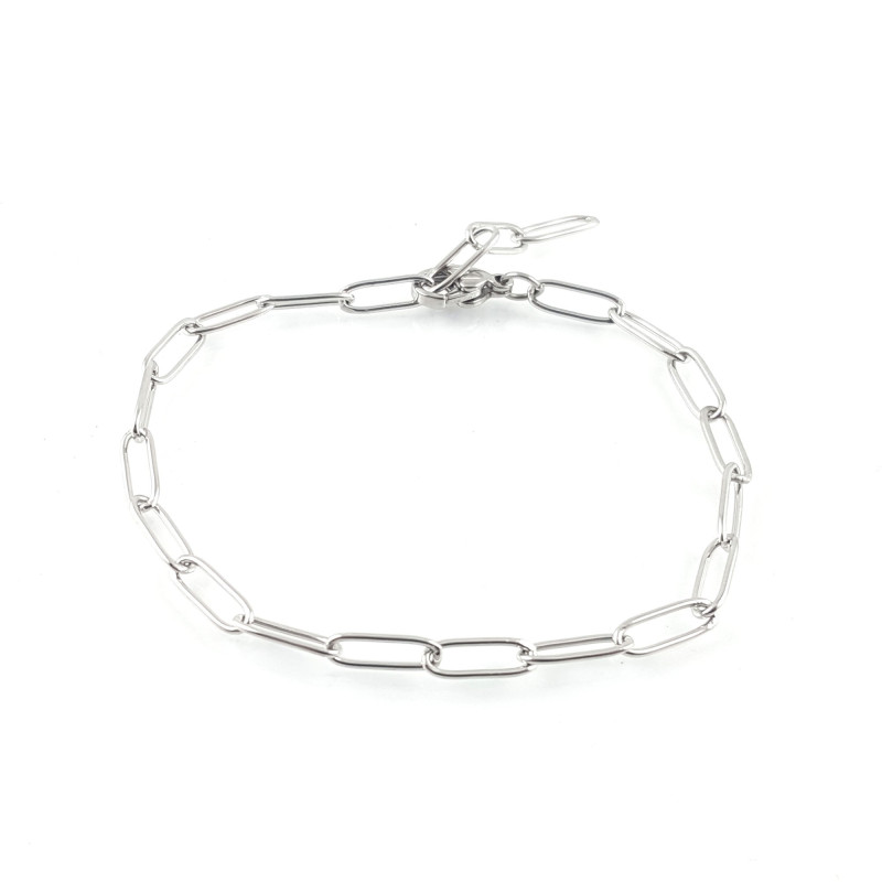 Bracelet chaîne maille rectangle acier