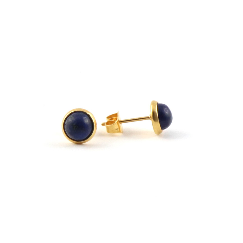 Puces lapis lazuli acier doré