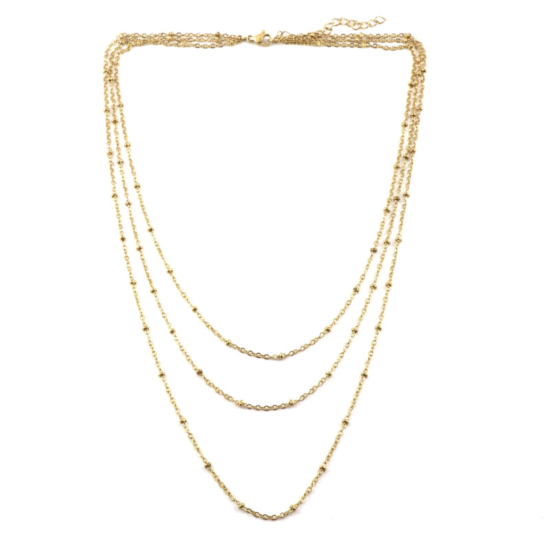 Collier trois rangs chaîne perlée