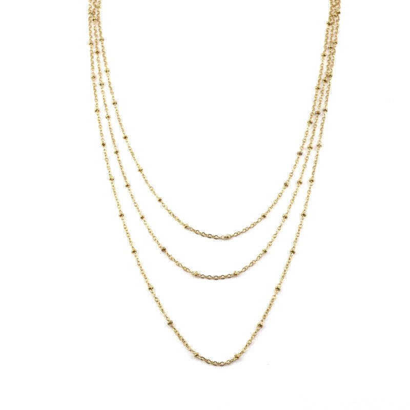 Collier trois rangs chaîne perlée