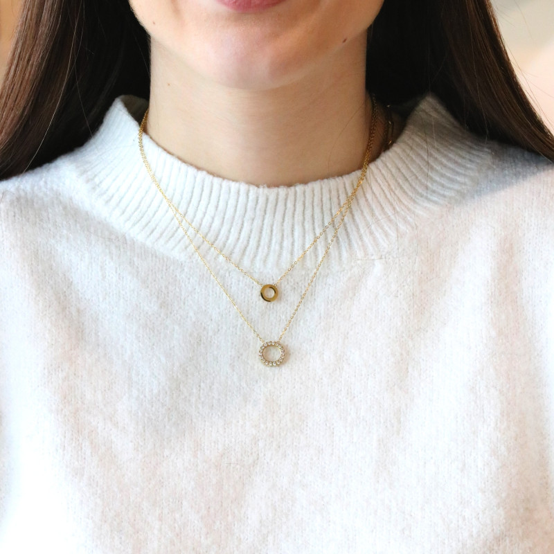Collier double rang cercles oxydes