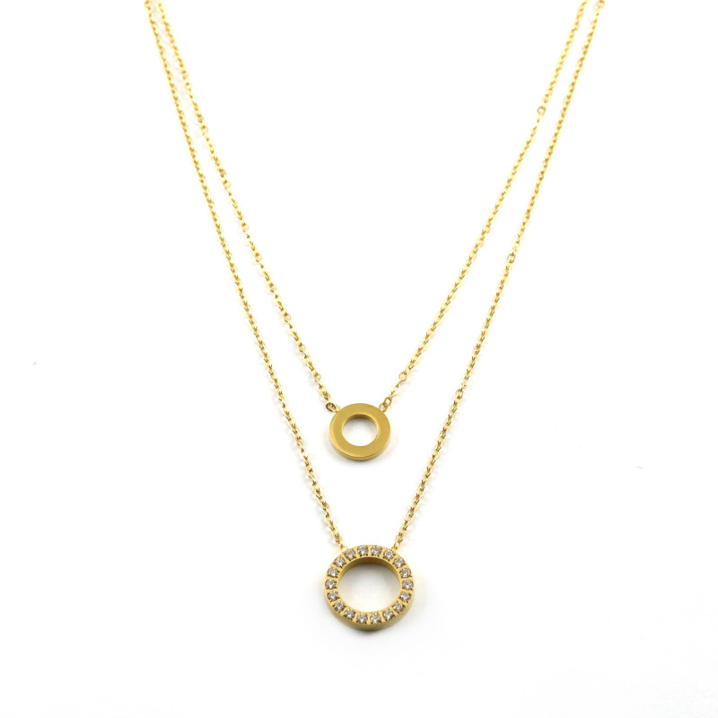 Collier double rang cercles oxydes