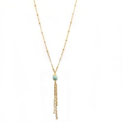 COL long amazonite acier doré