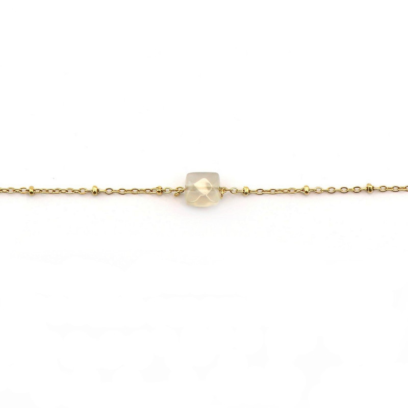 Bracelet carré agate blanche