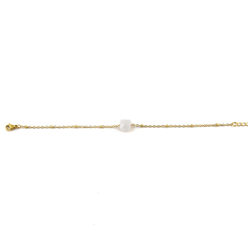 Bracelet carré agate blanche