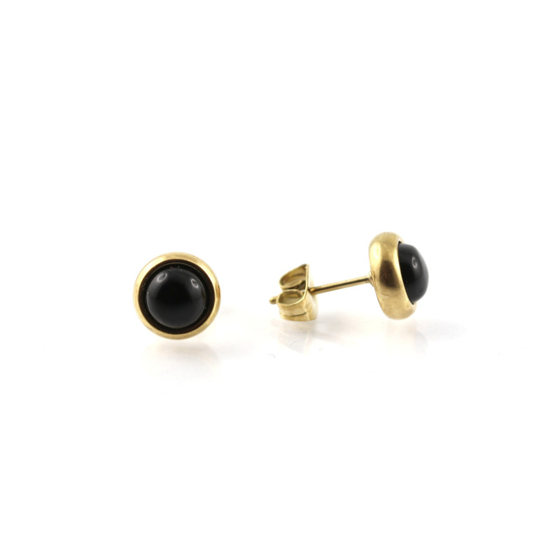 Puces onyx acier doré