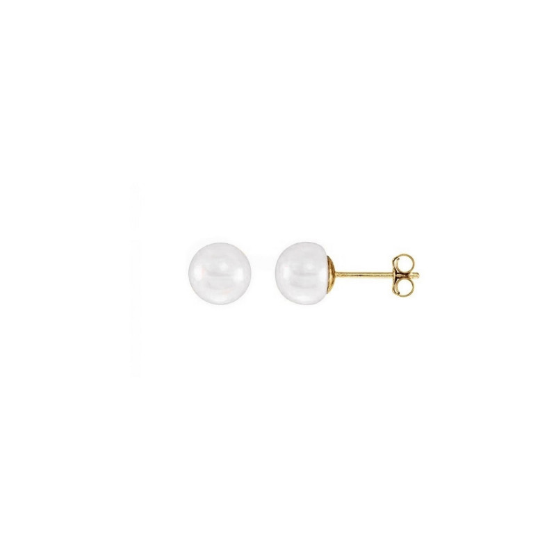 Puces d'oreilles perles culture 6mm Pl Or