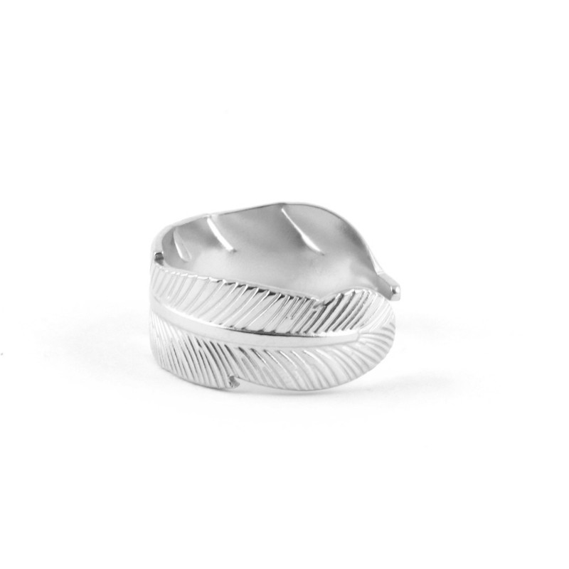 Bague plume ouverte acier