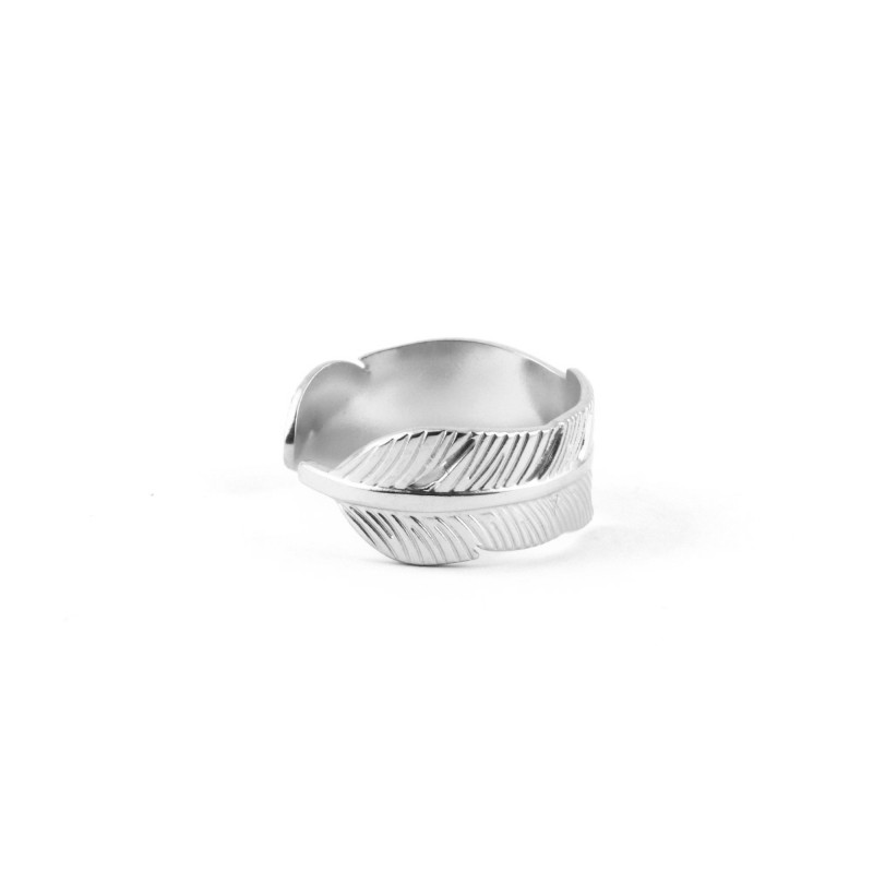 Bague plume ouverte acier